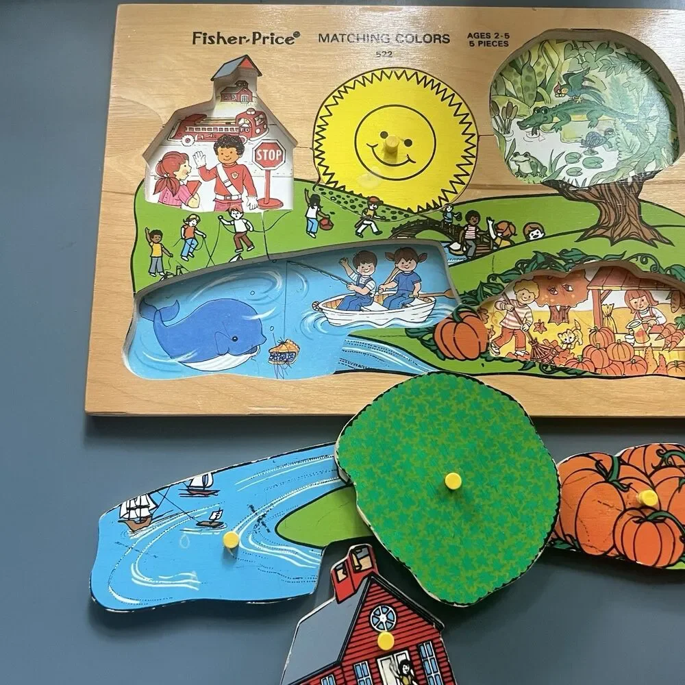 Vintage Fisher Price Wooden Puzzle 522 Matching Colors Malta 1979